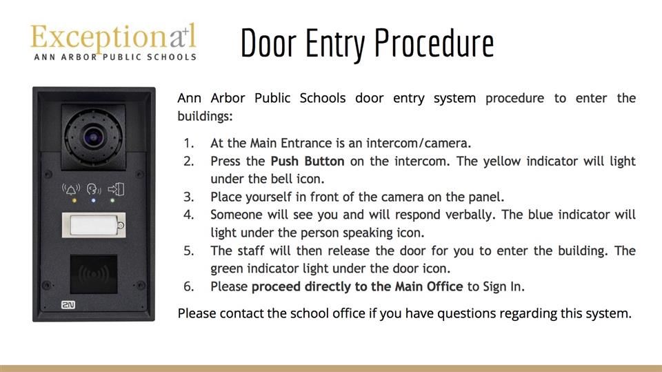 Door Entry Procedure Door Entry Procedure